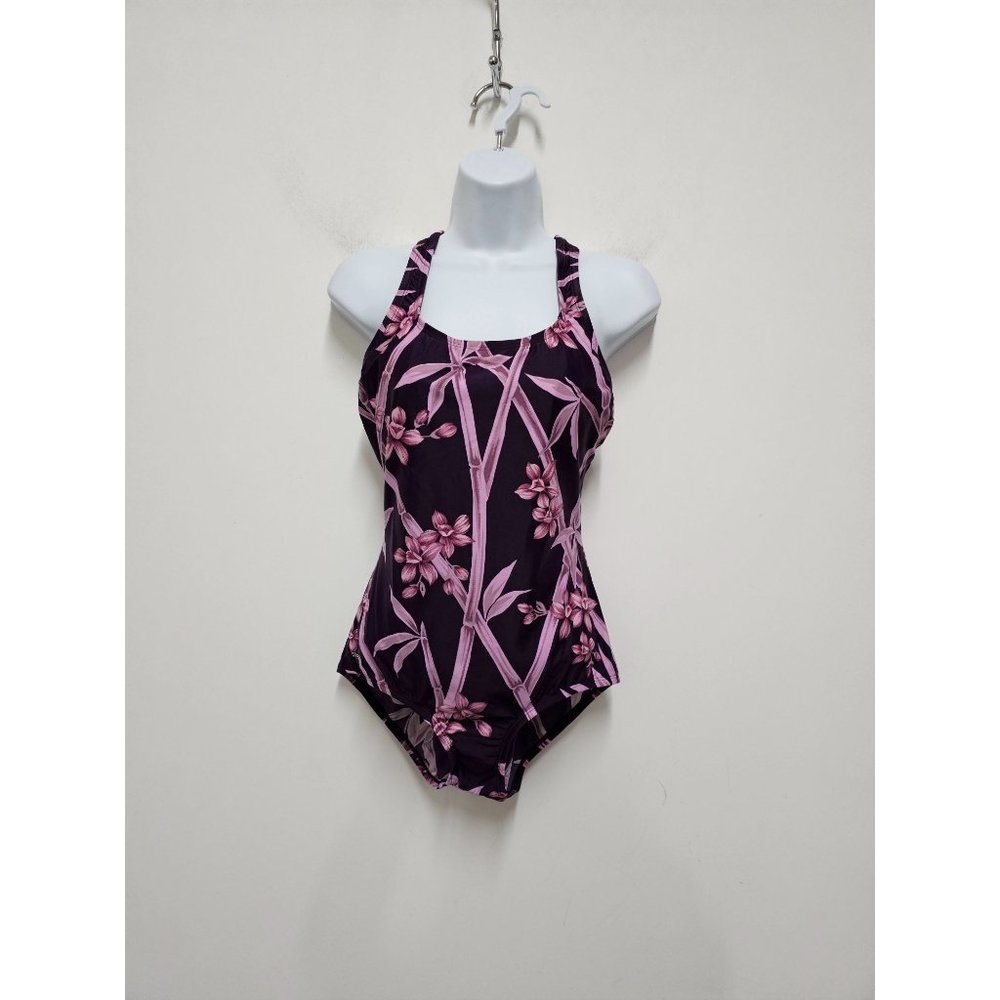 Speedo Swim Speedo Tropical Floral Bamboo Print One Piece Swimsuit Women's